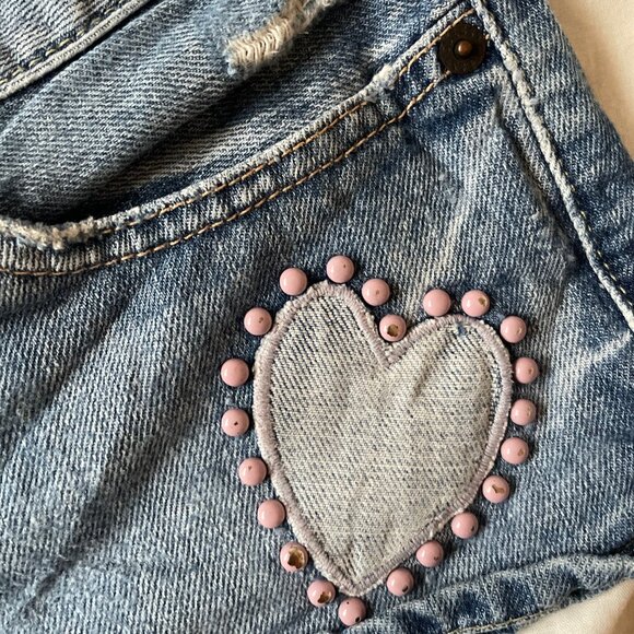 Guess Vintage Y2K Micro Booty Shorts with Heart Embroidery and Dot embllishments - Picture 3 of 9
